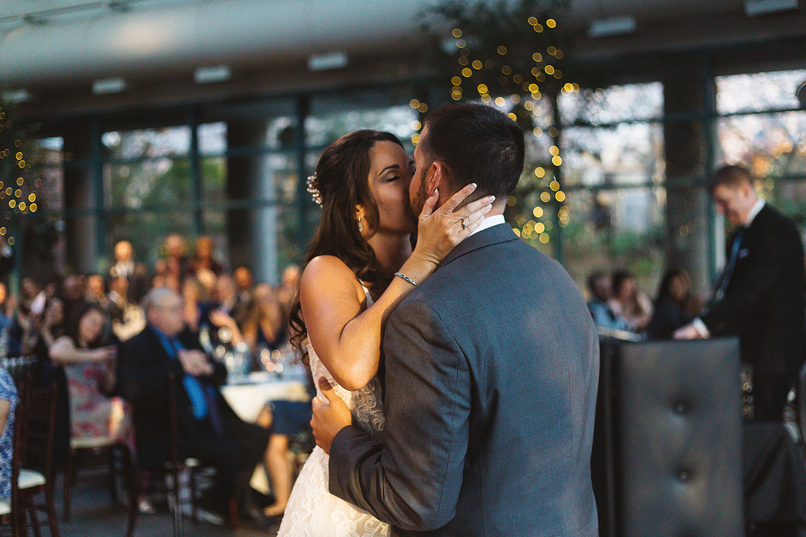 First dance kiss at reception